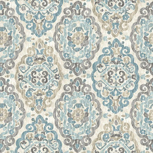 Scroll Medallion Blue Steel by RM CoCo Fabric