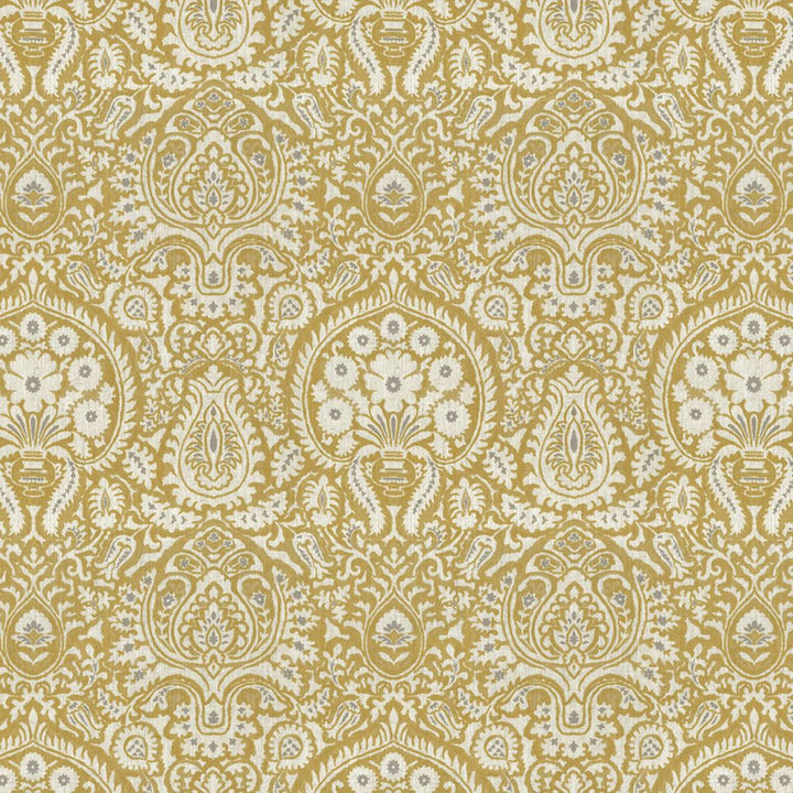 Shiraz Damask Gold Rush by RM CoCo Fabric Painter's Palette Titanium White To Lamp Black 92% Polyester 8% Linen See Sample 0 Horizontal: 12.99 and Vertical: 15.75 55.9 - Fabric Carolina -