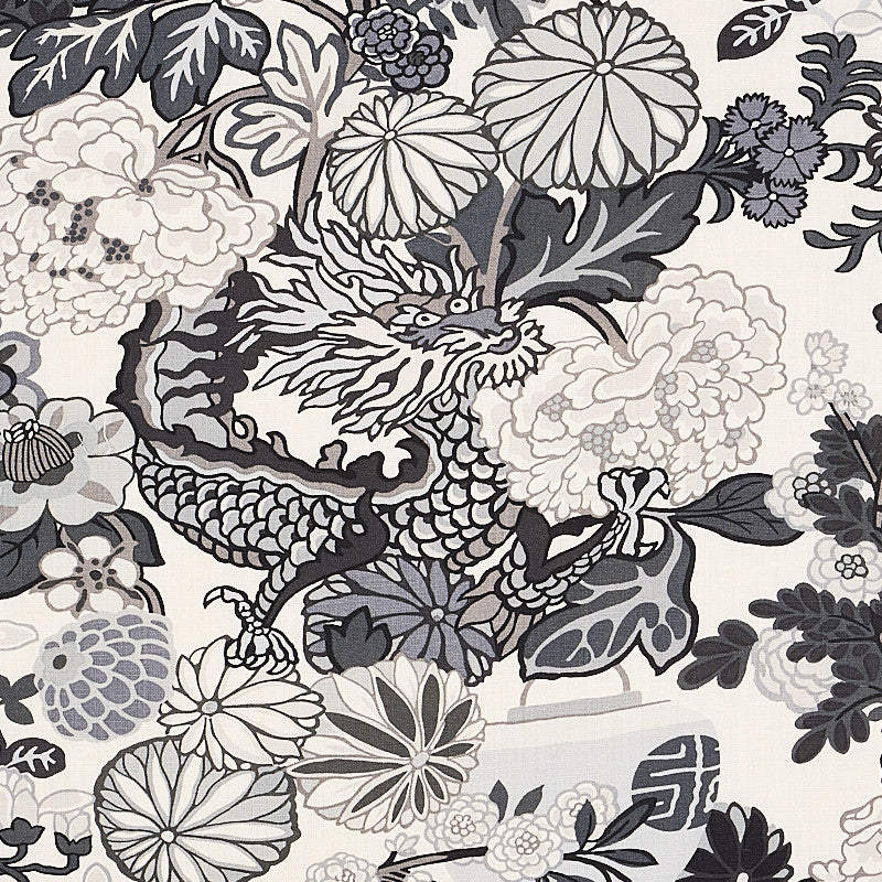 Chiang Mai Dragon Smoke 173276 by Schumacher Fabric PRINT HAPPY LINEN 100% UNITED KINGDOM </p><p>Repeat: Horizontal: 27" (69CM) and Vertical: 45 1/2" (116CM) 54 - Fabric Carolina -