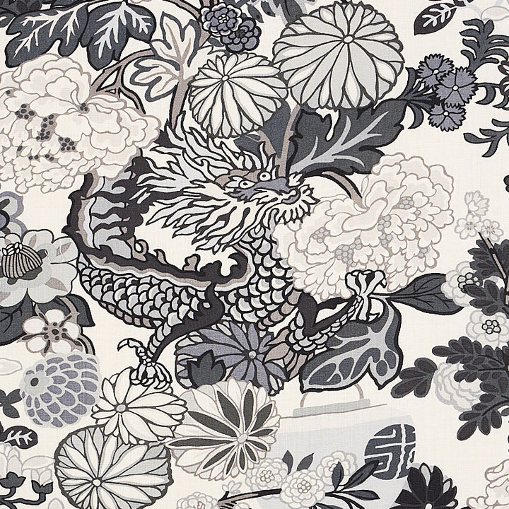 Chiang Mai Dragon Smoke 173276 by Schumacher Fabric PRINT HAPPY LINEN 100% UNITED KINGDOM </p><p>Repeat: Horizontal: 27" (69CM) and Vertical: 45 1/2" (116CM) 54 - Fabric Carolina -