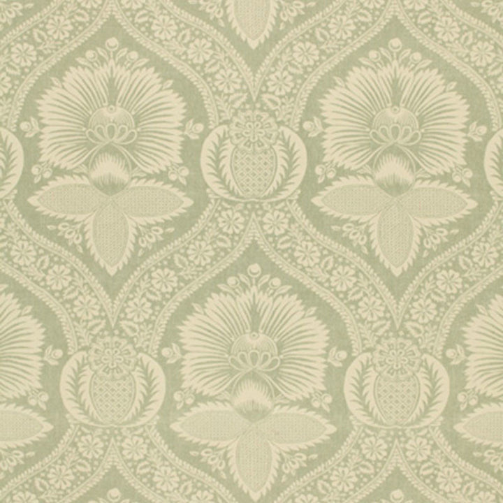 Villandry Damask Print Mineral 173373 by Schumacher Fabric PALAZZO COTTON 100% THAILAND </p><p>Repeat: Horizontal: 8 1/2" (22CM) and Vertical: 28" (71CM) 54 - Fabric Carolina -