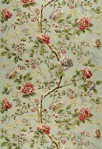 Mandarin Peony Aquamarine 173421 by Schumacher Fabric