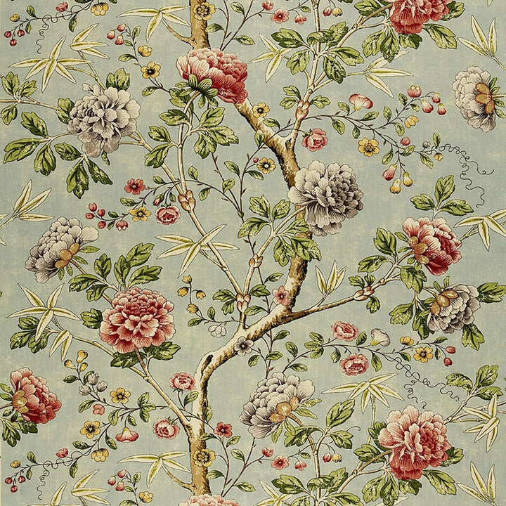 Mandarin Peony Aquamarine 173421 by Schumacher Fabric SCHUMACHER PRINTS LINEN 100% UNITED KINGDOM </p><p>Repeat: Horizontal: 54" (137CM) and Vertical: 51 3/4" (131CM) 54 - Fabric Carolina -