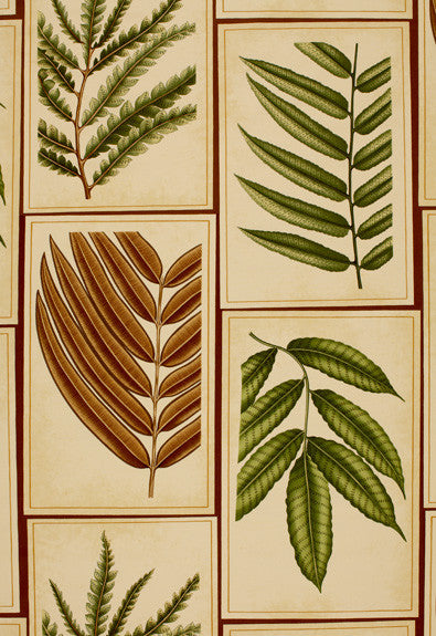 Montserrat Leaf Sepia 173500 by Schumacher Fabric - 100% Cotton Martindale 12,000 Horizontal: 27 and Vertical: 43.75 54 - Fabric Carolina -