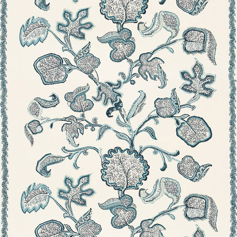 Palampore Block Print Sapphire 173610 by Schumacher Fabric CLASSIC PRINTS See Sample INDIA . </p><p>Repeat: Horizontal: 51 1/2" (131CM) and Vertical: 38 3/4" (98CM) 54" WIDE (137CM) - Fabric Carolina -