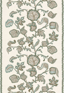 Palampore Block Print Teal 173612 by Schumacher Fabric