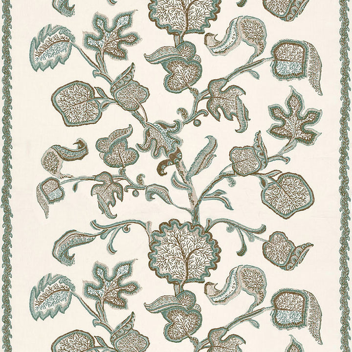 Palampore Block Print Teal 173612 by Schumacher Fabric CLASSIC PRINTS See Sample INDIA . </p><p>Repeat: Horizontal: 51 1/2" (131CM) and Vertical: 38 3/4" (98CM) 54" WIDE (137CM) - Fabric Carolina -