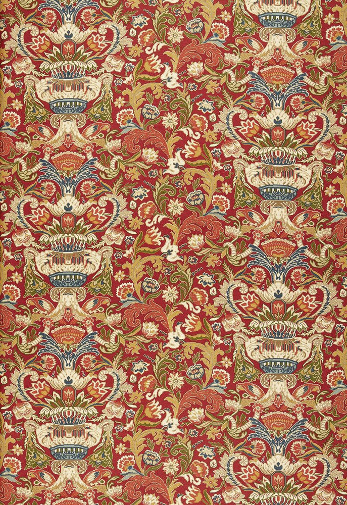 Egerton Tapestry Print Scarlet 173621 by Schumacher Fabric Classic-Prints 52% Linen, 48% Cotton - Horizontal: 28.75 and Vertical: 23.625 57.5 - Fabric Carolina -