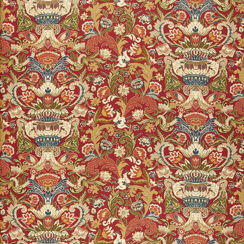 Egerton Tapestry Print Scarlet 173621 by Schumacher Fabric ARCHIVE / LINEN PRINTS See Sample FRANCE . </p><p>Repeat: Horizontal: 28 3/4" (73CM) and Vertical: 23 5/8" (60CM) 57 1/2" WIDE (146CM) - Fabric Carolina -