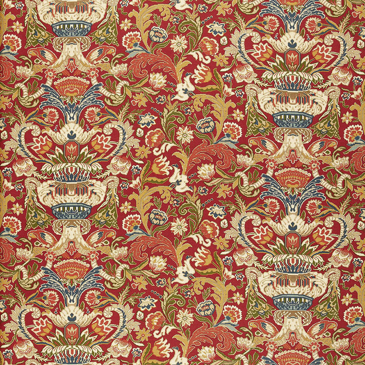 Egerton Tapestry Print Scarlet 173621 by Schumacher Fabric ARCHIVE / LINEN PRINTS See Sample FRANCE . </p><p>Repeat: Horizontal: 28 3/4" (73CM) and Vertical: 23 5/8" (60CM) 57 1/2" WIDE (146CM) - Fabric Carolina -