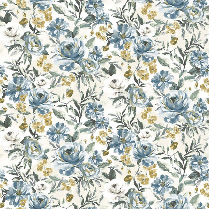 Kew Garden Misty Blue by RM CoCo Fabric Suitemates 100% Polyester See Sample 0 Horizontal: 23.5 and Vertical: 55 55 - Fabric Carolina -