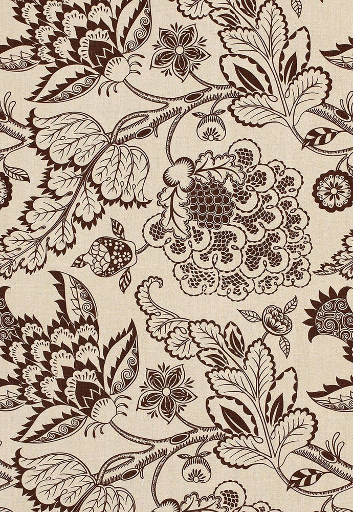 Maracanda Vine Espresso 173920 by Schumacher Fabric - 55% Linen, 45% Cotton - Horizontal: 26.5 and Vertical: 27 53 - Fabric Carolina -
