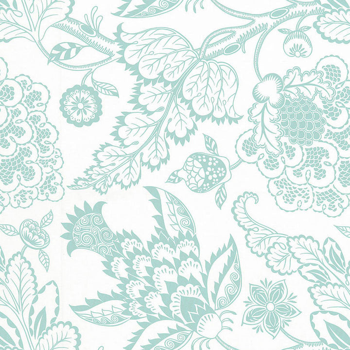 Maracanda Vine Aqua 173924 by Schumacher Designer Fabric CLASSIC PRINTS See Sample BELGIUM . </p><p>Repeat: Horizontal: 26 1/2" (67CM) and Vertical: 27" (69CM) 53" WIDE (135CM) - Swanky Fabrics -