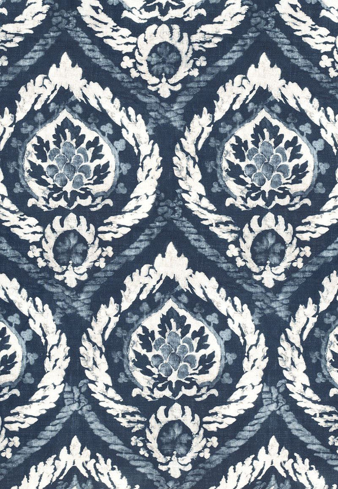 Abaza Resist Indigo 173952 by Schumacher Fabric COLLECTION-NAME-TBA-173950 55% Linen, 45% Cotton - Horizontal: 27 and Vertical: 54 54 - Fabric Carolina -
