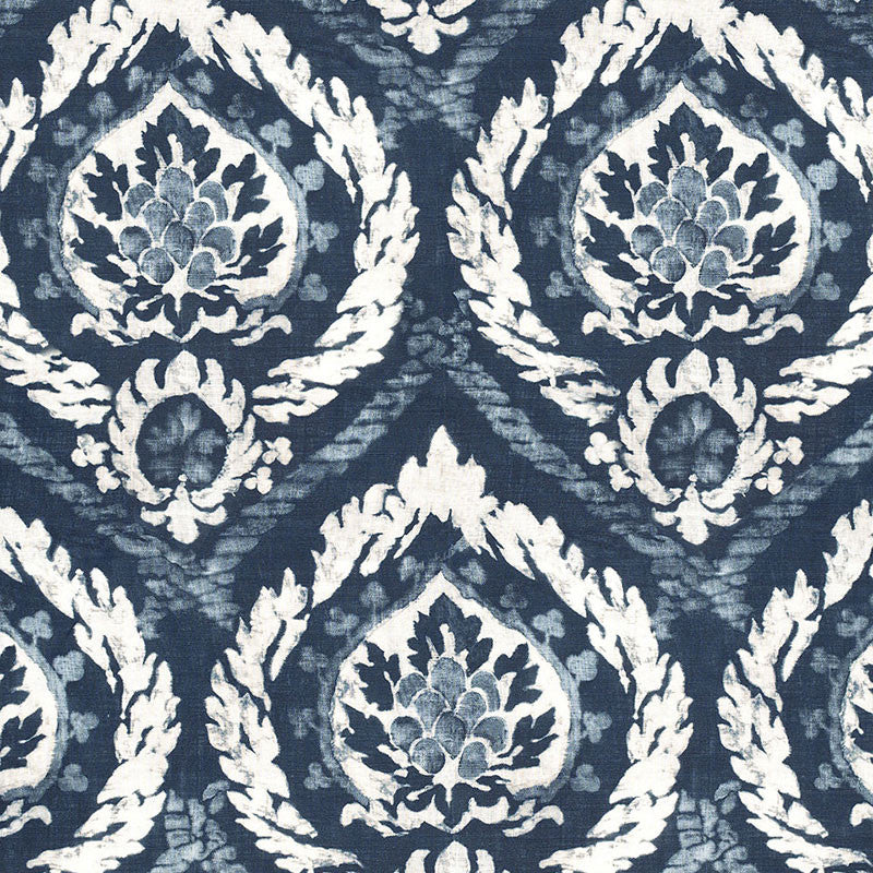 Abaza Resist Indigo 173952 by Schumacher Fabric PALAZZO LINEN 55% COTTON 45% ITALY </p><p>Repeat: Horizontal: 27" (69CM) and Vertical: 54" (137CM) 54 - Fabric Carolina -