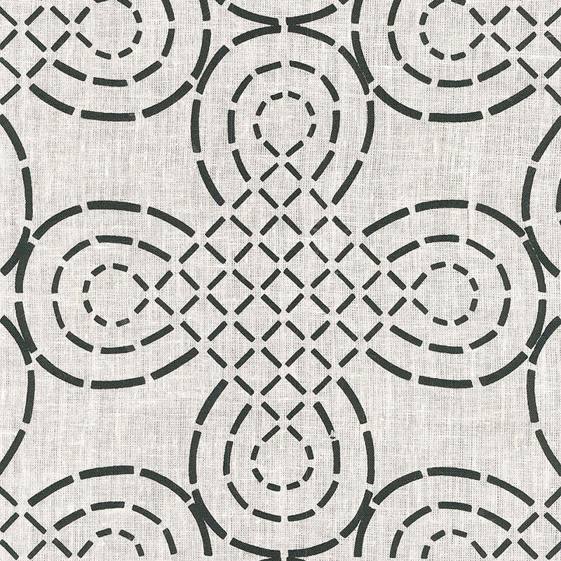 Trellis Knot Ivory & Onyx 174222 by Schumacher Fabric MODERN PRINTS LINEN 100% INDIA </p><p>Repeat: Horizontal: 13 3/8" (34CM) and Vertical: 10 1/2" (27CM) 54 - Fabric Carolina -