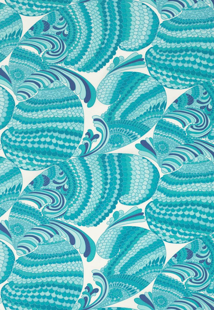 Pisces Print Pool 174330 by Schumacher Fabric Trina-Turk 100% Acrylic Wyzenbeek 15,000 Horizontal: 17.25 and Vertical: 18 51.875 - Fabric Carolina -