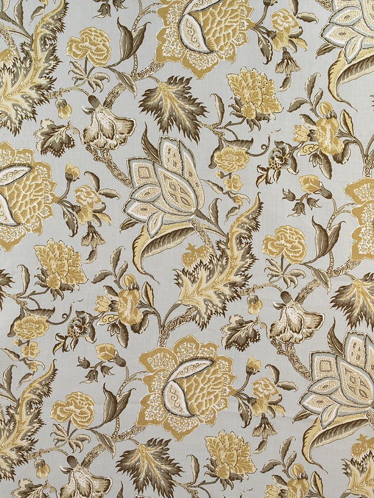 Ceylon Floral Vine Mineral 174342 by Schumacher Designer Fabric Classic-Prints 100% Linen - Horizontal: 18 and Vertical: 36 54 - Swanky Fabrics -