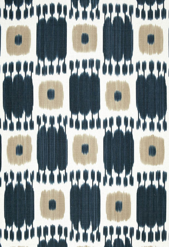 Kandira Indigo 174402 by Schumacher Designer Fabric Ikat-Collection 100% Linen - Horizontal: 9 and Vertical: 29.5 53 - Swanky Fabrics -