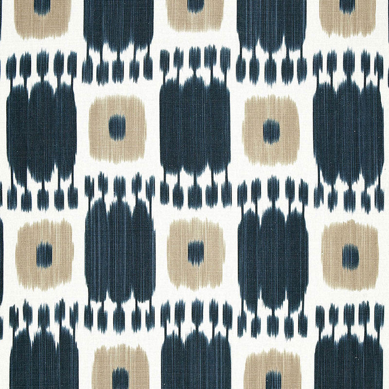 Kandira Indigo 174402 by Schumacher Designer Fabric IKAT COLLECTION LINEN 100% FRANCE </p><p>Repeat: Horizontal: 9" (23CM) and Vertical: 29 1/2" (75CM) 53 - Swanky Fabrics -
