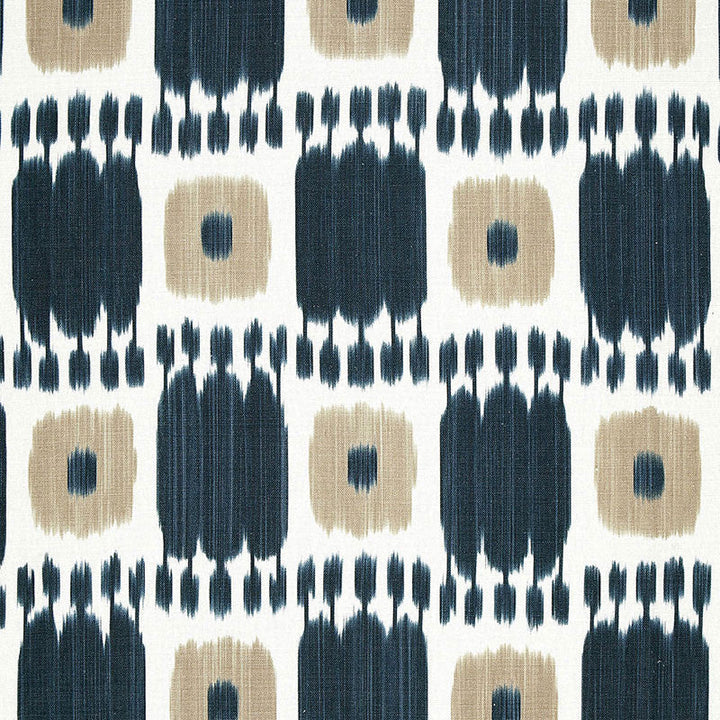 Kandira Indigo 174402 by Schumacher Designer Fabric IKAT COLLECTION See Sample FRANCE . </p><p>Repeat: Horizontal: 9" (23CM) and Vertical: 29 1/2" (75CM) 53" WIDE (135CM) - Swanky Fabrics -