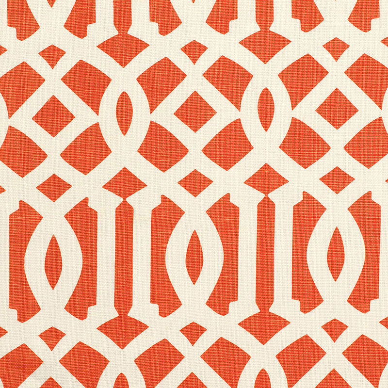 Imperial Trellis Ii Ivory / Mandarin 174410 by Schumacher Fabric Schumacher Fabric Imperial Trellis Ii Ivory / Mandarin 174410Fabric LINEN 100% BELGIUM </p><p>Repeat: H: HORZ. 6" (15CM) , V: VERT. 12" (30CM) 54 - Fabric Carolina -