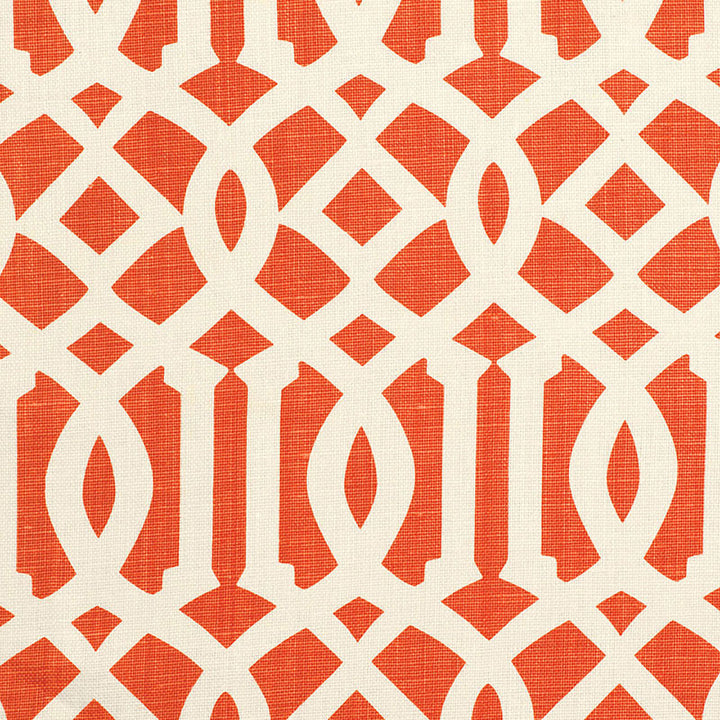Imperial Trellis Ii Ivory / Mandarin 174410 by Schumacher Fabric Schumacher Fabric Imperial Trellis Ii Ivory / Mandarin 174410Fabric LINEN 100% BELGIUM </p><p>Repeat: H: HORZ. 6" (15CM) , V: VERT. 12" (30CM) 54 - Fabric Carolina -