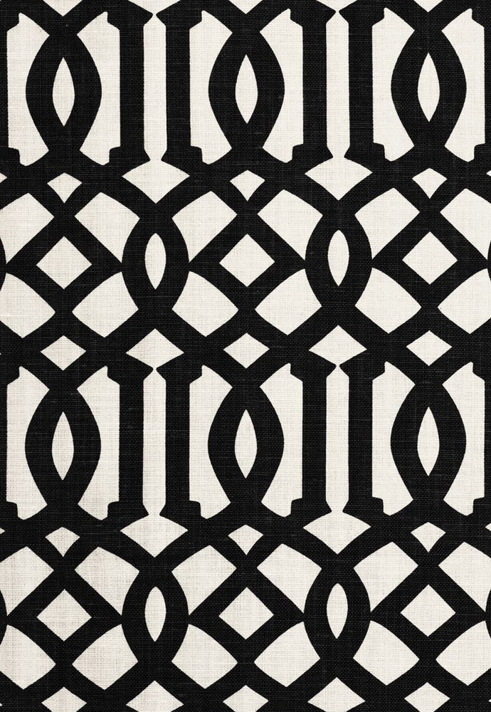 Imperial Trellis II Jet 174414 by Schumacher Fabric Print-Happy 100% Linen - Horizontal: 6 and Vertical: 12 54 - Fabric Carolina -