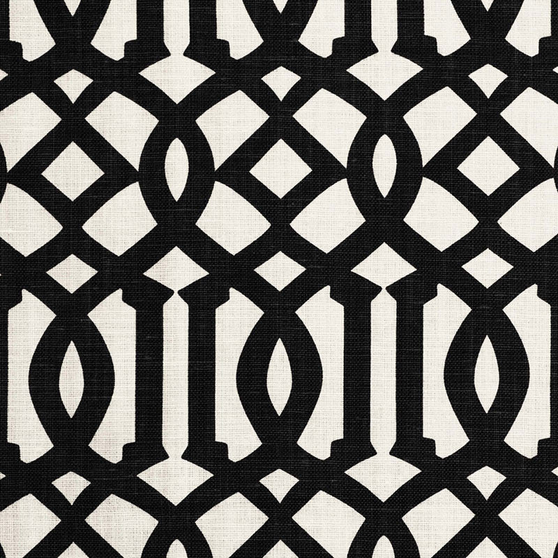 Imperial Trellis Ii Jet 174414 by Schumacher Designer Fabric PRINT HAPPY See Sample BELGIUM - </p><p>Repeat: Horizontal: 6" (15CM) and Vertical: 12" (30CM) 54" WIDE (137CM) - Swanky Fabrics -