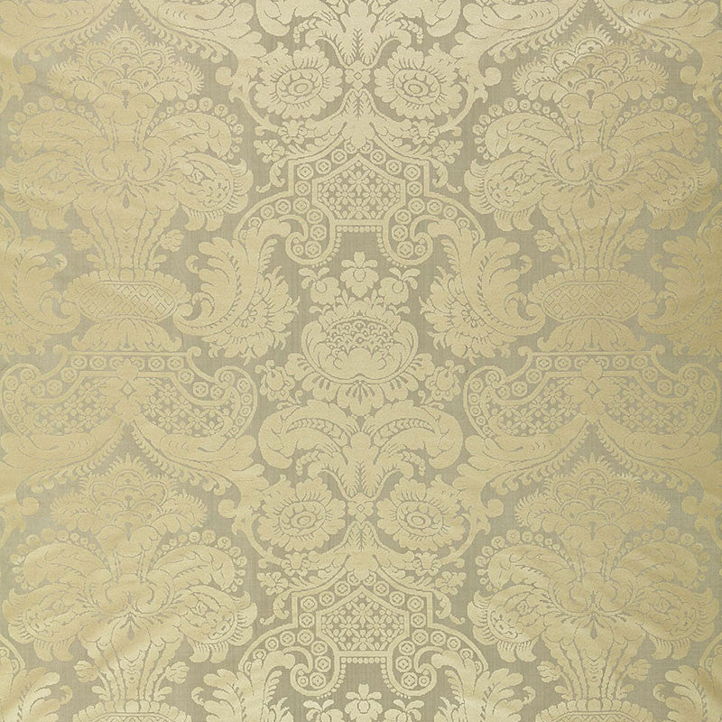 Padova Damask Print Mercury 174422 by Schumacher Fabric Schumacher Fabric Padova Damask Print Mercury 174422Fabric SILK 100% INDIA </p><p>Repeat: H: HORZ. 26" (66CM) , V: VERT. 24 1/2" (62CM) 50.875 - Fabric Carolina -