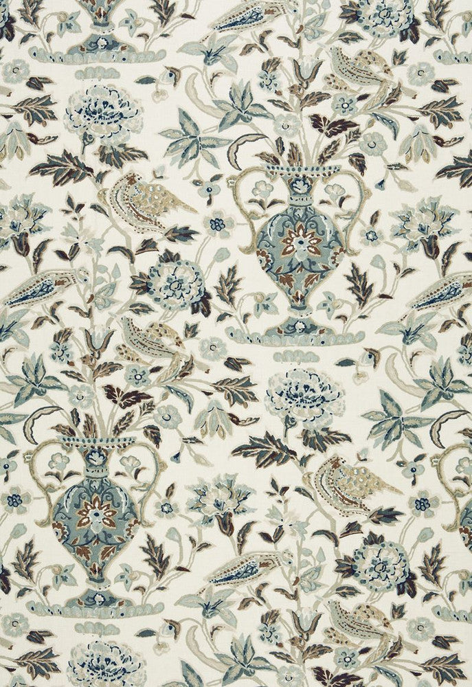 Camberwell Vase Print Mineral 174551 by Schumacher Fabric COLLECTION-NAME-TBA-174550 100% Linen - Horizontal: 13.5 and Vertical: 39.5 54 - Fabric Carolina -