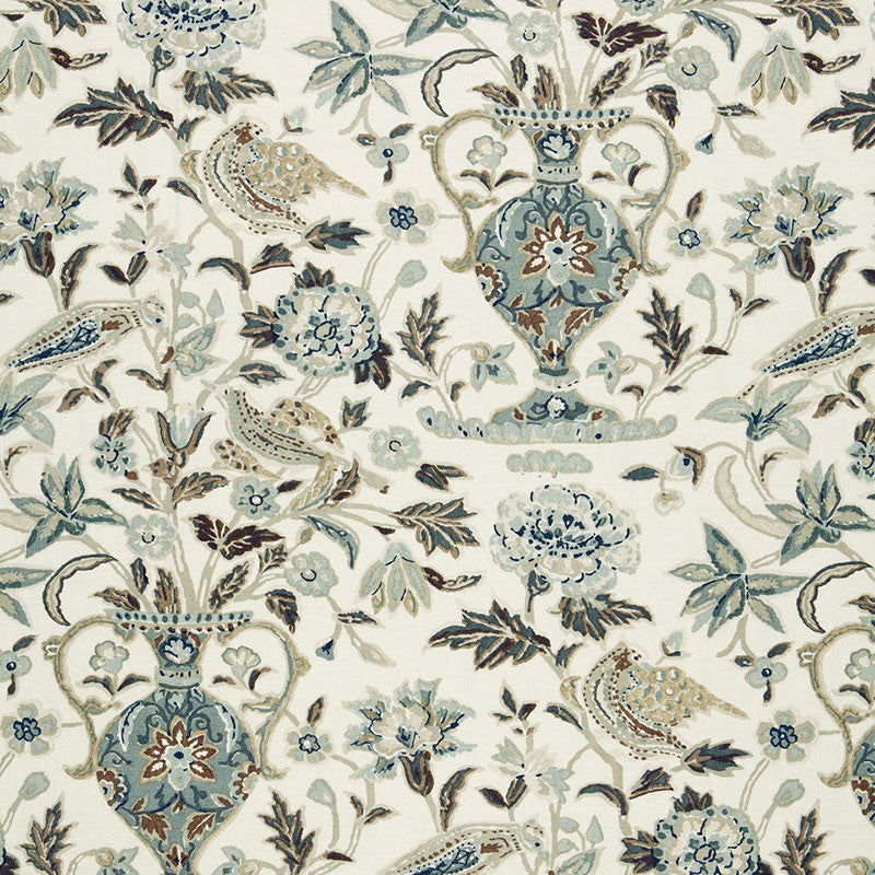 Camberwell Vase Print Mineral 174551 by Schumacher Designer Fabric SCHUMACHER CLASSICS LINEN 100% UNITED KINGDOM </p><p>Repeat: Horizontal: 13 1/2" (34CM) and Vertical: 39 1/2" (100CM) 54 - Swanky Fabrics -