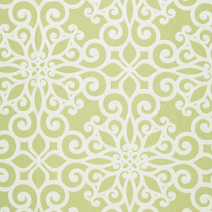 Rosegate Embroidered Print Chartreuse 174563 by Schumacher Designer Fabric AU NATUREL LINEN 63% COTTON 37% INDIA </p><p>Repeat: Horizontal: 27" (69CM) and Vertical: 26" (66CM) 54 - Swanky Fabrics -