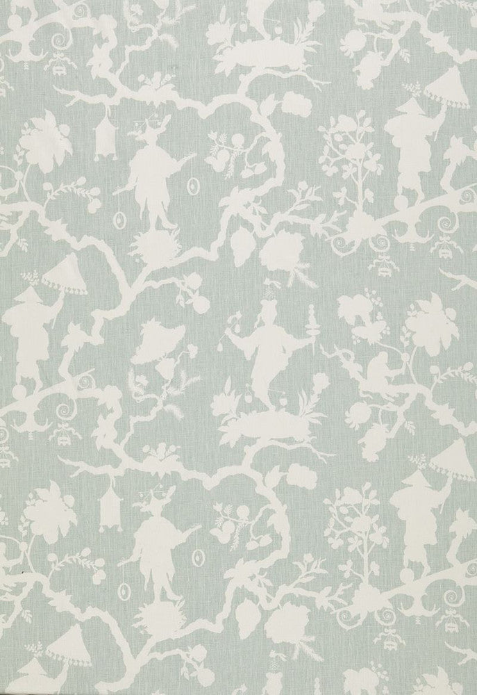 Shantung Silhouette Print Mineral 174580 by Schumacher Fabric Exuberant-Prints 100% Linen - Horizontal: 27 and Vertical: 25.25 54 - Fabric Carolina -
