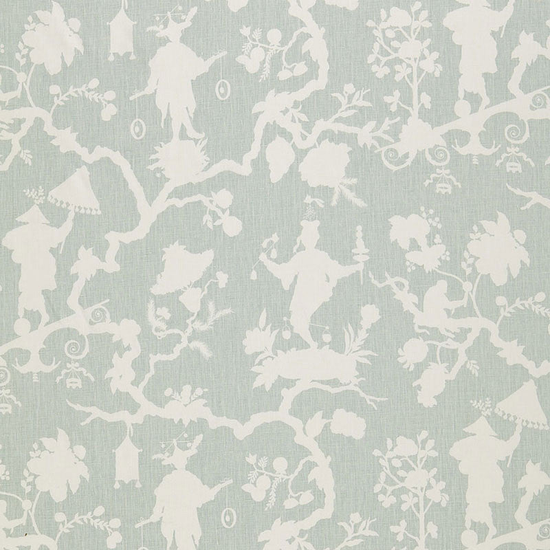 Shantung Silhouette Print Mineral 174580 by Schumacher Designer Fabric CLASSIC PRINTS See Sample CHINA MEDIUM DUTY </p><p>Repeat: Horizontal: 27" (69CM) and Vertical: 25 1/4" (64CM) 54" WIDE (137CM) - Swanky Fabrics -