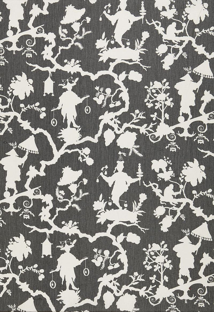 Shantung Silhouette Print Smoke 174581 by Schumacher Fabric Exuberant-Prints 100% Linen - Horizontal: 27 and Vertical: 25.25 54 - Fabric Carolina -