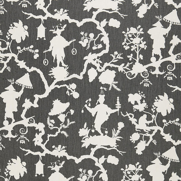 Shantung Silhouette Print Smoke 174581 by Schumacher Fabric CLASSIC PRINTS LINEN 100% CHINA </p><p>Repeat: Horizontal: 27" (69CM) and Vertical: 25 1/4" (64CM) 54 - Fabric Carolina -