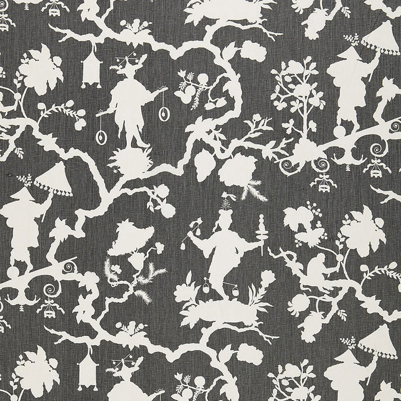 Shantung Silhouette Print Smoke 174581 by Schumacher Designer Fabric CLASSIC PRINTS LINEN 100% CHINA </p><p>Repeat: Horizontal: 27" (69CM) and Vertical: 25 1/4" (64CM) 54 - Swanky Fabrics -