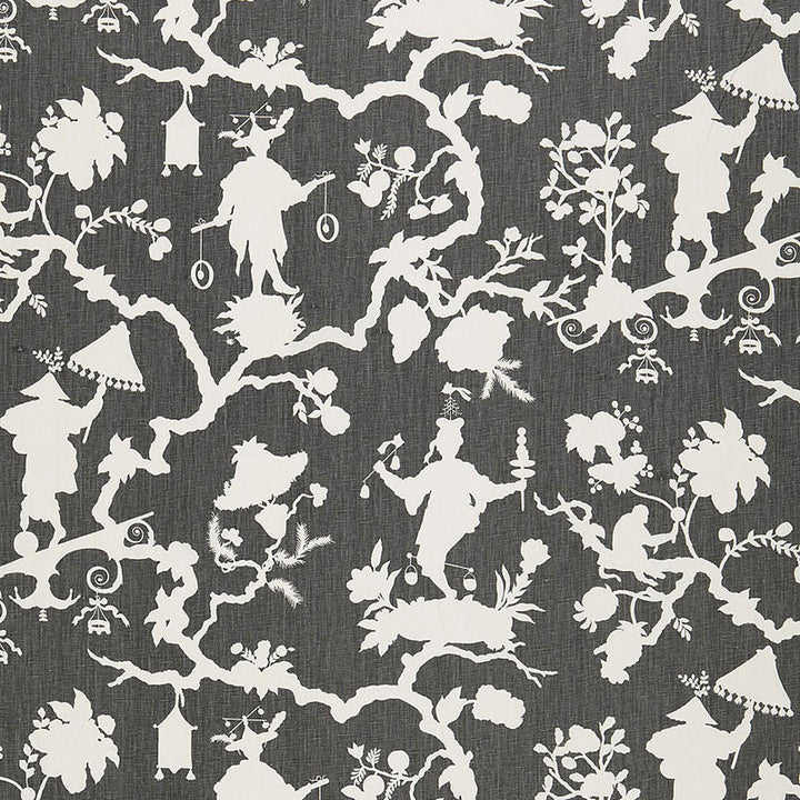 Shantung Silhouette Print Smoke 174581 by Schumacher Fabric Schumacher Fabric Shantung Silhouette Print Smoke 174581Fabric LINEN 100% CHINA </p><p>Repeat: H: HORZ. 27" (69CM) , V: VERT. 25 1/4" (64CM) 54 - Fabric Carolina -