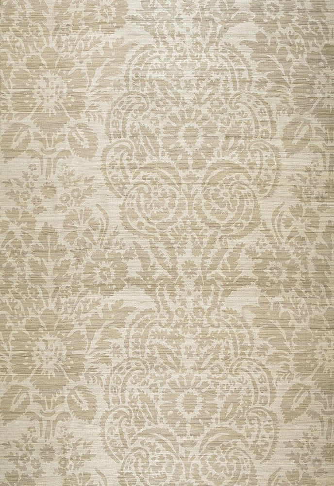 Malay Damask Print Putty 174610 by Schumacher Fabric Au-Naturel 100% Silk - Horizontal: 25.5 and Vertical: 24.75 51 - Fabric Carolina -