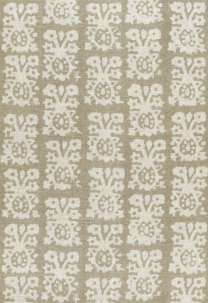 Jakarta Linen Print Greige 174631 by Schumacher Fabric Au-Naturel 100% Linen - Horizontal: 26.5 and Vertical: 23.5 53 - Fabric Carolina -