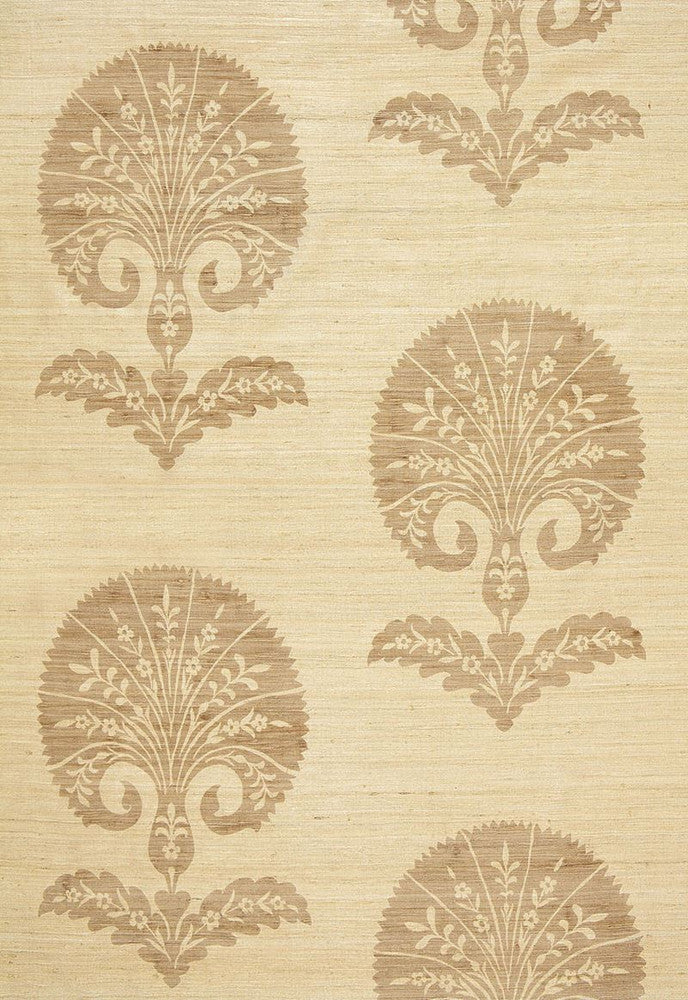 Ottoman Flower Candlelight 174651 by Schumacher Fabric Au-Naturel 100% Silk - Horizontal: 13.125 and Vertical: 20.5 52.5 - Fabric Carolina -