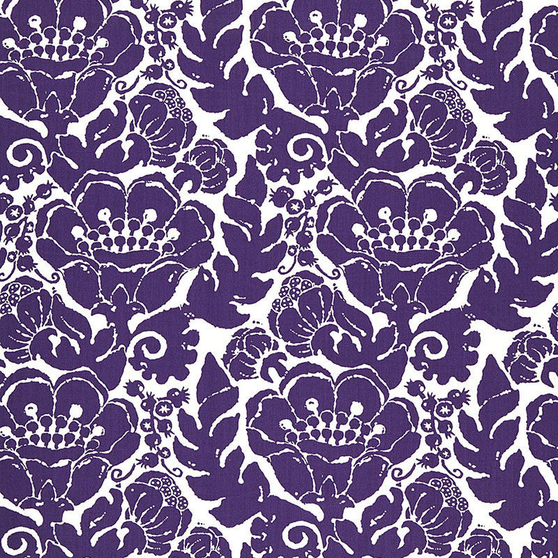 Louis Nui Print Violet 174723 by Schumacher Designer Fabric TRINA TURK See Sample INDONESIA MEDIUM DUTY </p><p>Repeat: Horizontal: 13 1/2" (34CM) and Vertical: 18" (46CM) 54" WIDE (137CM) - Swanky Fabrics -