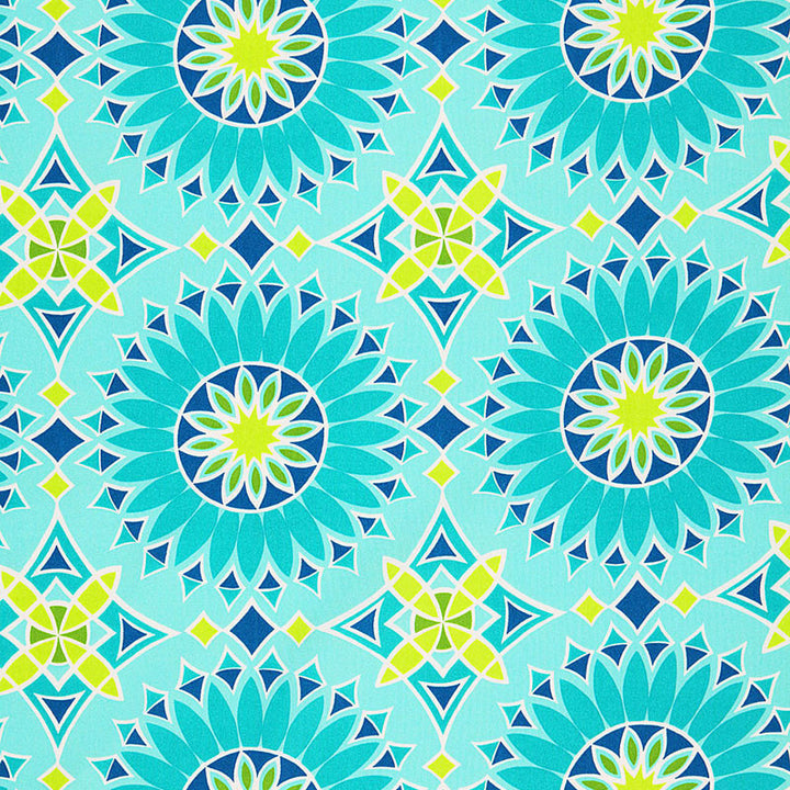 Soleil L.A. Print Aqua 174730 by Schumacher Fabric TRINA TURK See Sample UNITED STATES OF AMERICA MEDIUM DUTY </p><p>Repeat: Horizontal: 13 1/2" (34CM) and Vertical: 13 1/2" (34CM) 54" WIDE (137CM) - Fabric Carolina -