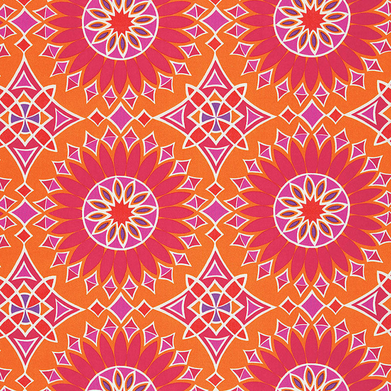 Soleil L.A. Print Sunset 174732 by Schumacher Designer Fabric TRINA TURK See Sample UNITED STATES OF AMERICA MEDIUM DUTY </p><p>Repeat: Horizontal: 13 1/2" (34CM) and Vertical: 13 1/2" (34CM) 54" WIDE (137CM) - Swanky Fabrics -