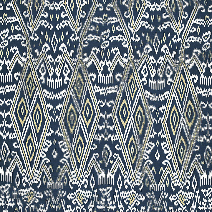 Maya Ikat Print Indigo 174752 by Schumacher Fabric AU NATUREL COTTON 100% ITALY </p><p>Repeat: Horizontal: 13 1/4" (34CM) and Vertical: 34 3/4" (88CM) 53 - Fabric Carolina -