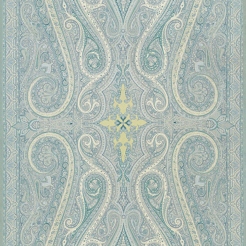 Pasha Paisley Sky 174802 by Schumacher Fabric MARTYN LAWRENCE BULLARD See Sample UNITED KINGDOM HEAVY DUTY </p><p>Repeat: Horizontal: 52 1/2" (133CM) and Vertical: 96" (244CM) 52 1/2" WIDE (133CM) - Fabric Carolina -