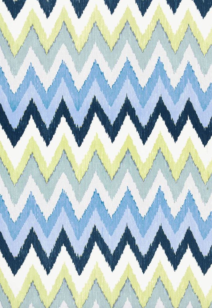 Adras Ikat Print Sky 174822 by Schumacher Fabric Martyn-Lawrence-Bullard 100% Cotton - Horizontal: 27 and Vertical: 18.5 54 - Fabric Carolina -