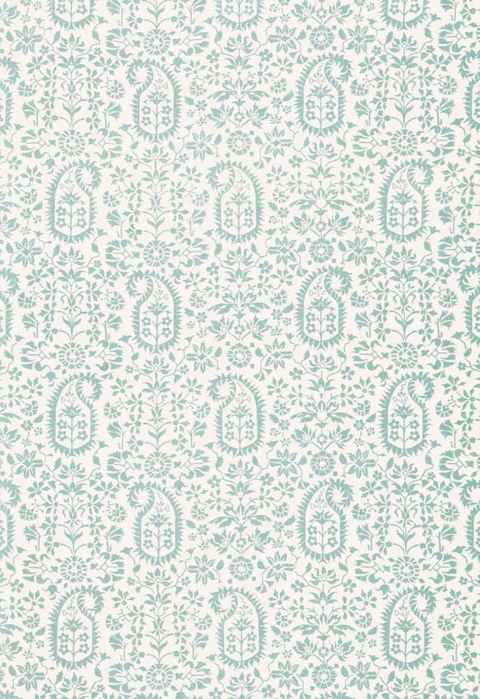 Kalika Paisley Print Aquamarine 174862 by Schumacher Fabric Chroma 100% Linen - Horizontal: 18 and Vertical: 12 54 - Fabric Carolina -
