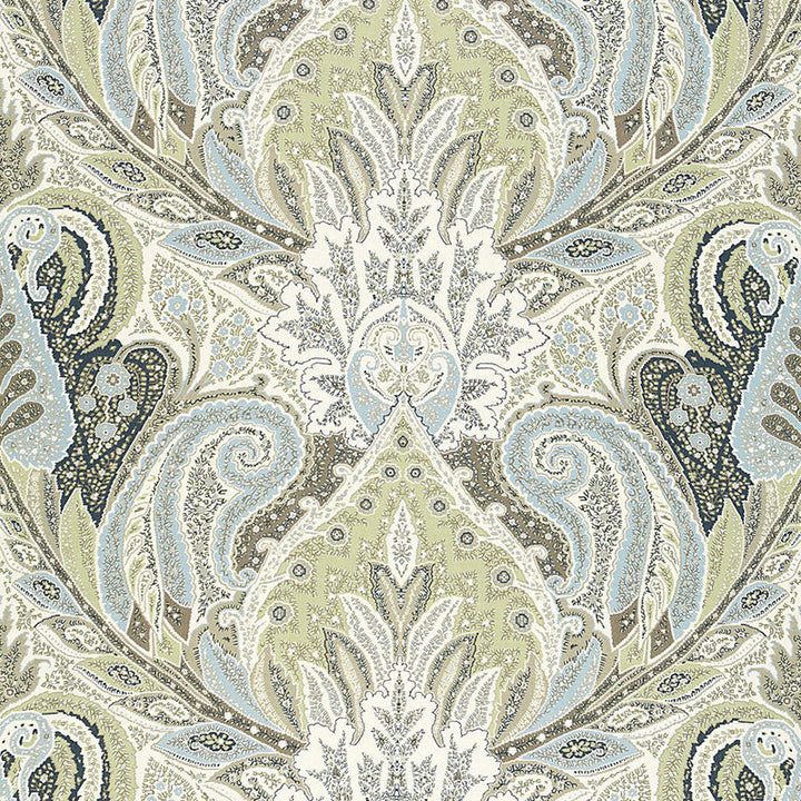 Cambay Paisley Print Oyster 174882 by Schumacher Designer Fabric OTTOMAN CHIC LINEN 100% UNITED KINGDOM </p><p>Repeat: Horizontal: 54 1/2" (138CM) and Vertical: 33 3/4" (86CM) 54.5 - Swanky Fabrics -